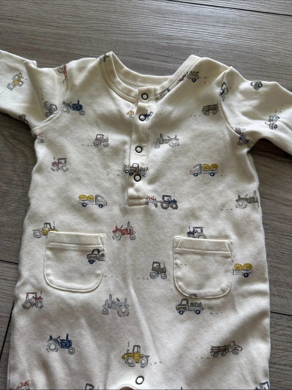 PEHR Henley Patch Pocket Romper Rush Hour 3-6 months